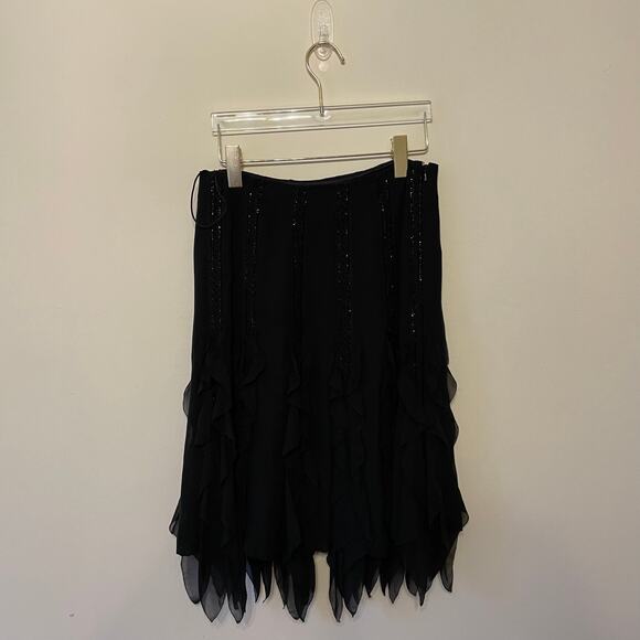 Carmen Marc Valvo 6 black skirt midi dark fairycore sequin cocktail party boho - Picture 5 of 7